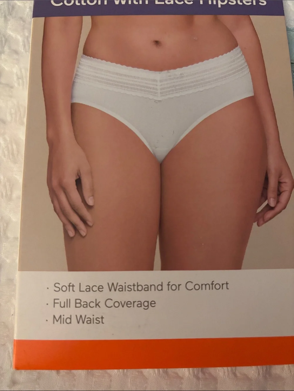 WARNERS COTTON AND LACE HIPSTER PANTIES